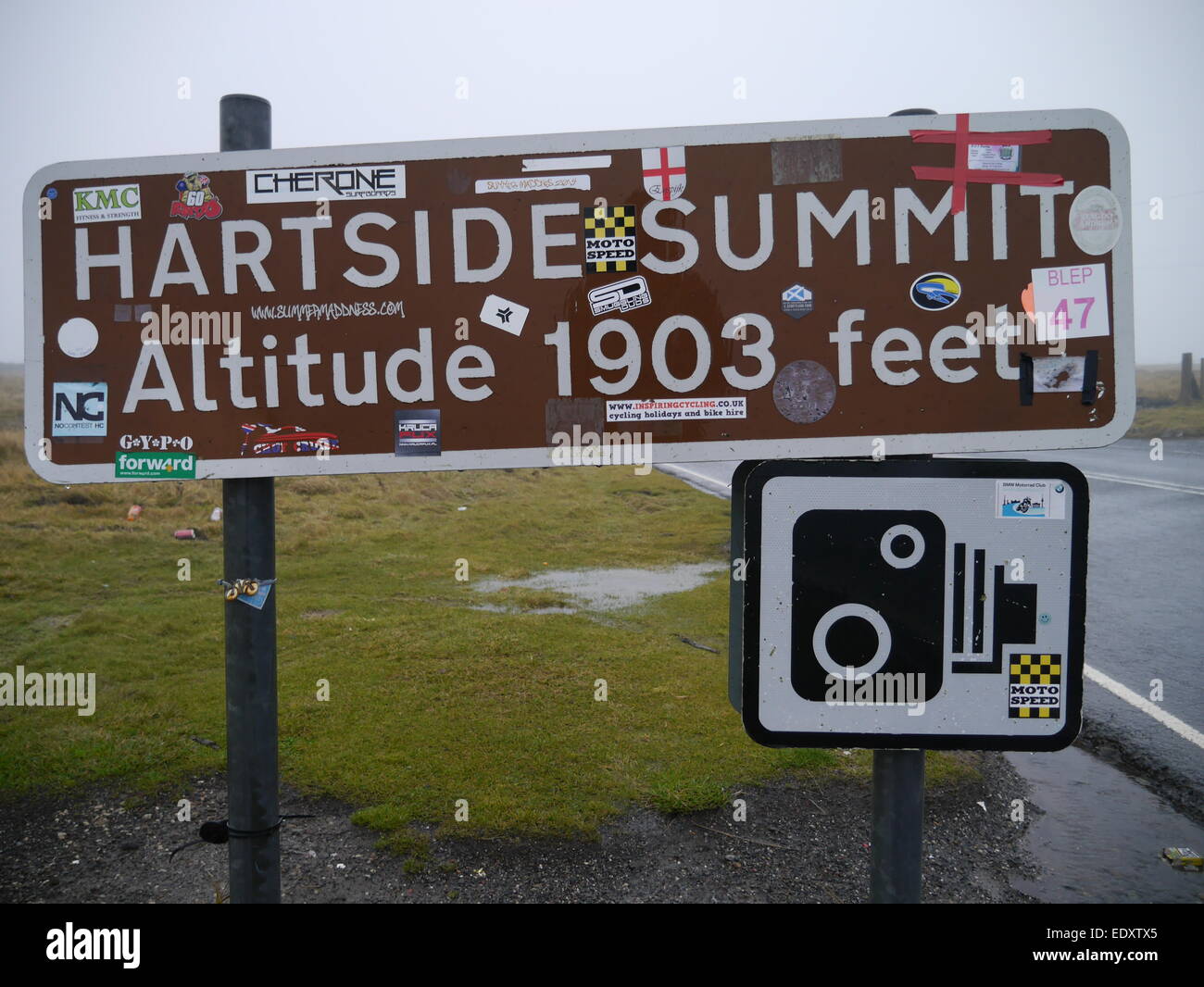 Hartside Summit SIgn Stock Photo