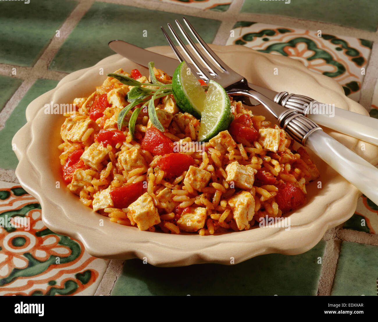 Spanish tofu rice Stock Photo Alamy