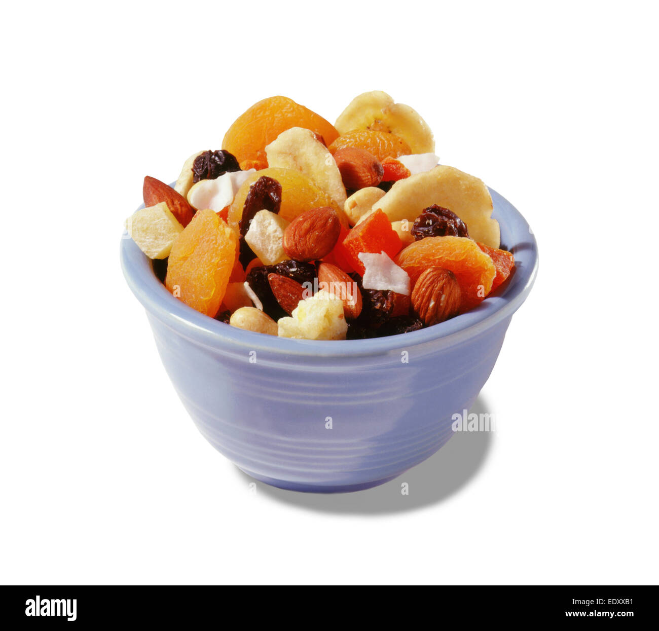Dried fruit bowl on white background Stock Photo