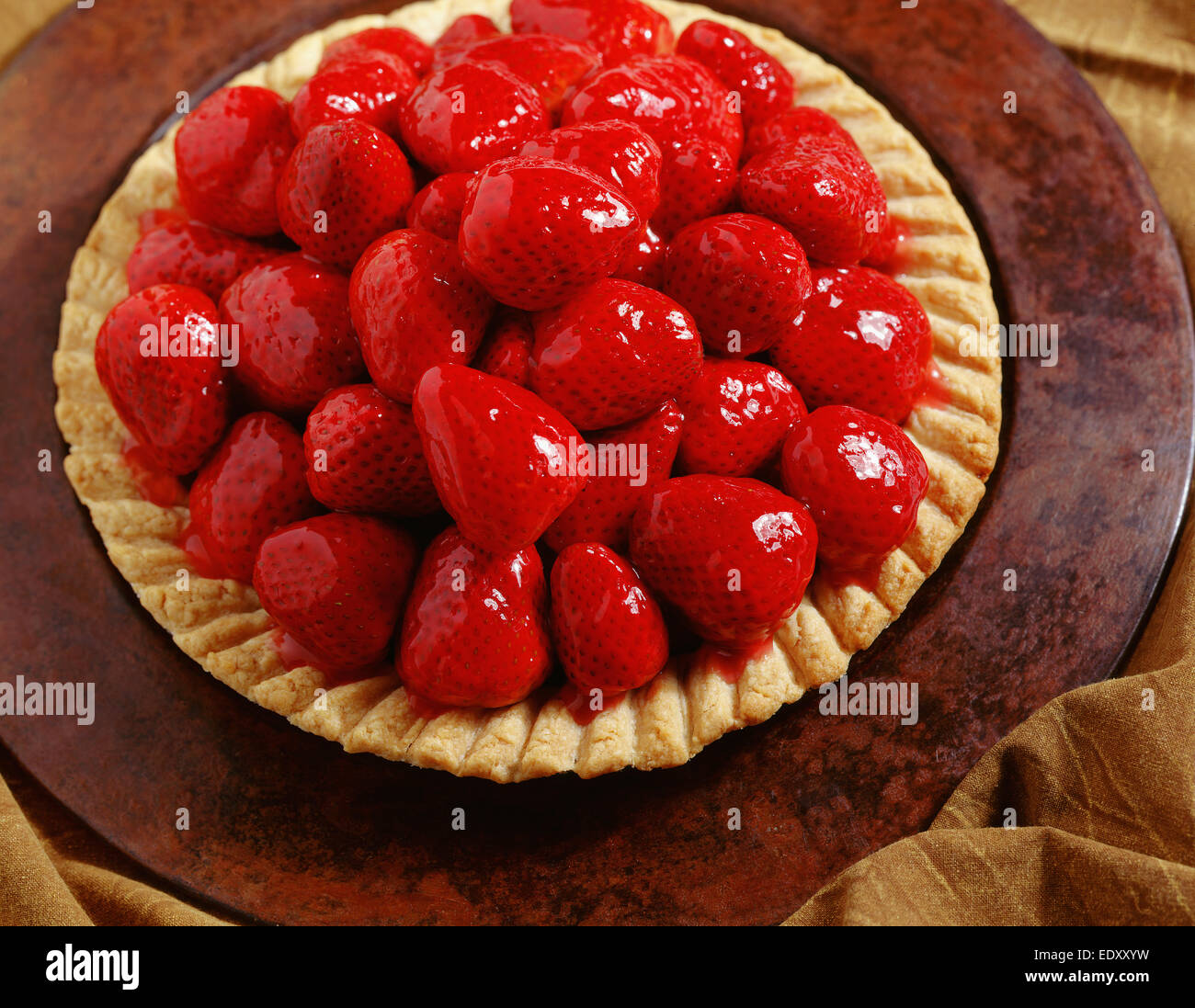 Whole strawberry pie Stock Photo