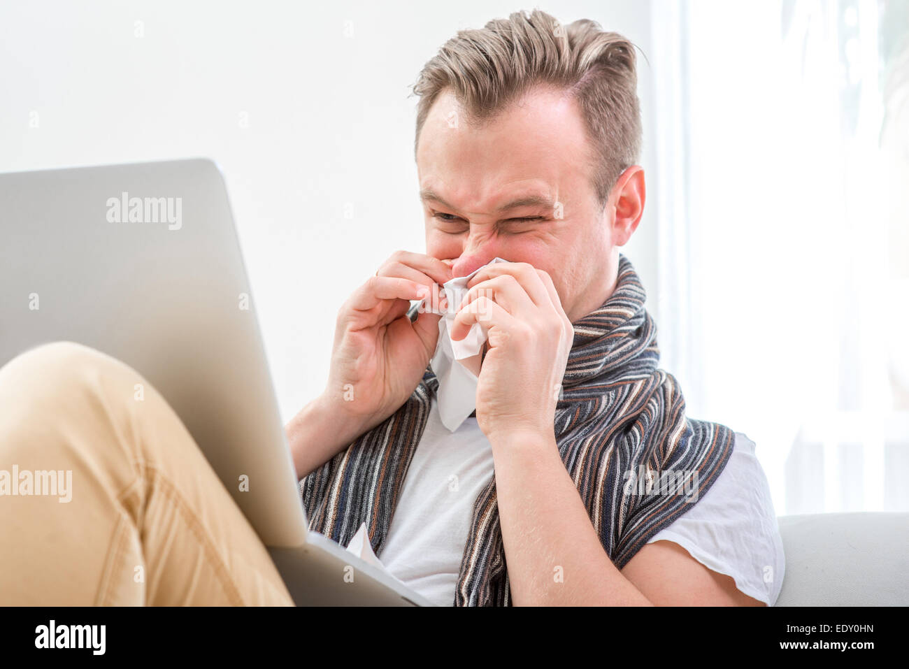 Man catching cold Stock Photo Alamy