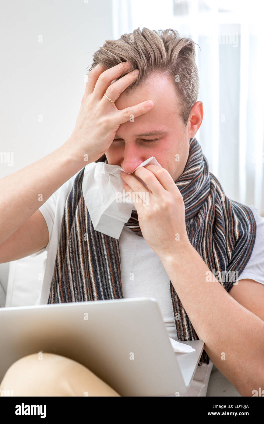 Man catching cold Stock Photo Alamy