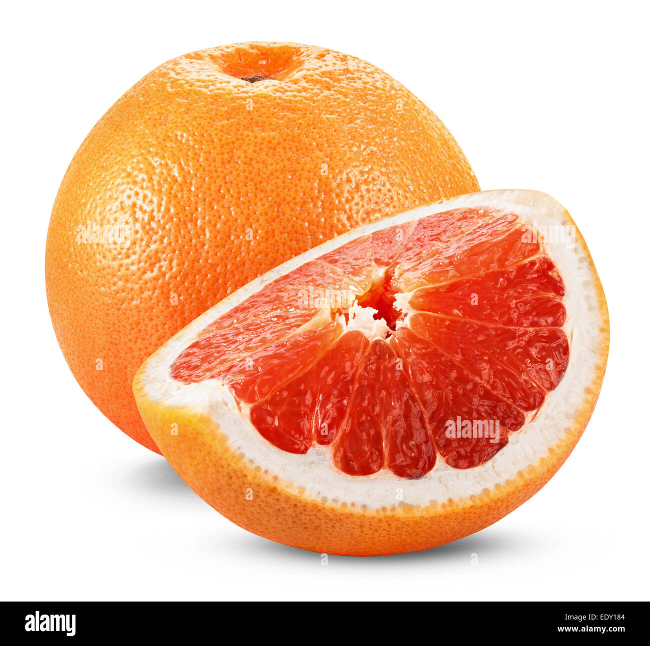 half a grapefruit on white background. Clipping Path Stock Photo