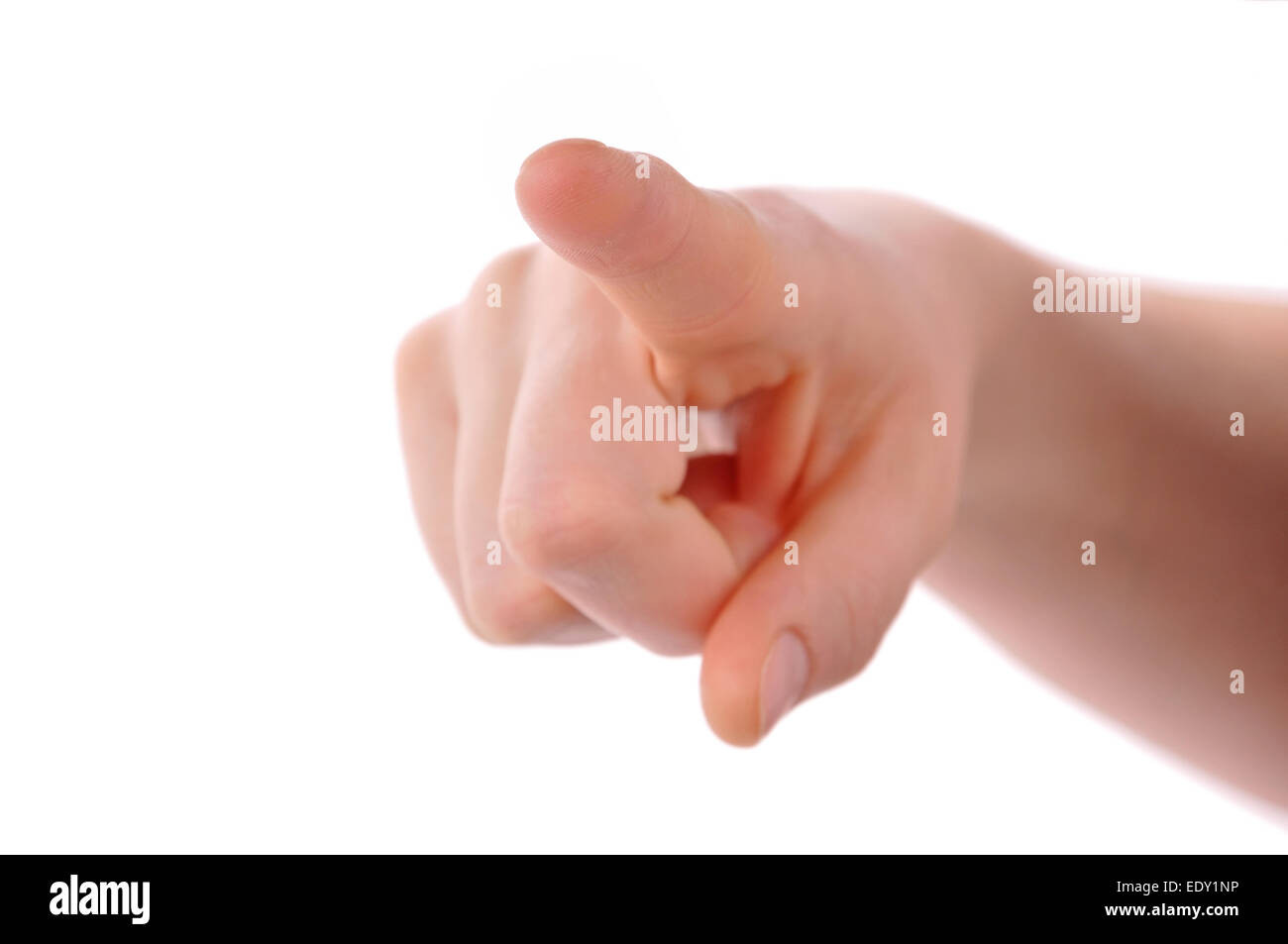 Index finger pointing at viewer isolated Stock Photo