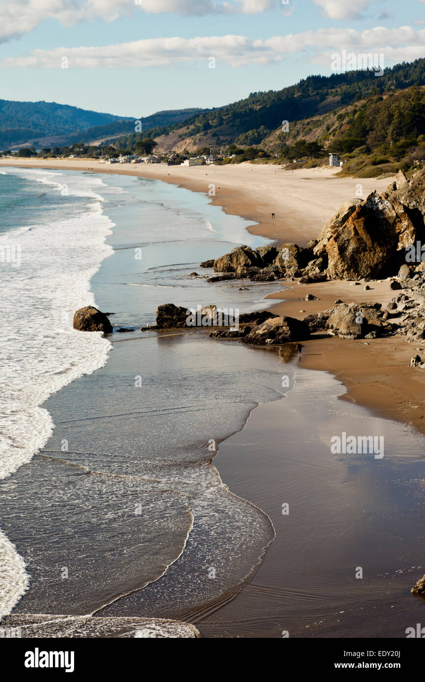 view north along Stinson Beach Marin County Bolinas Bay California Stock Photo Alamy