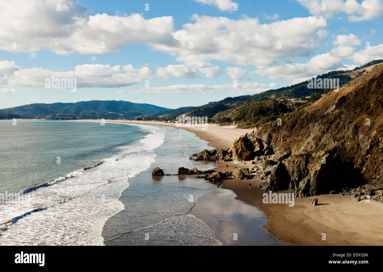 View north along Stinson Beach Marin County Bolinas Bay California Stock Photo