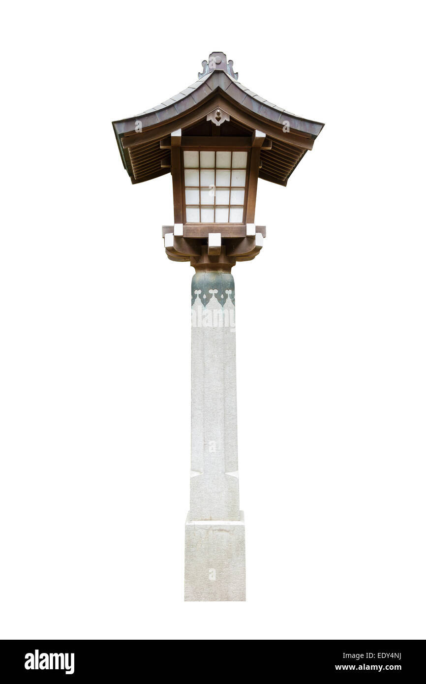 Lamp in temple ,Japan  (isolated) Stock Photo