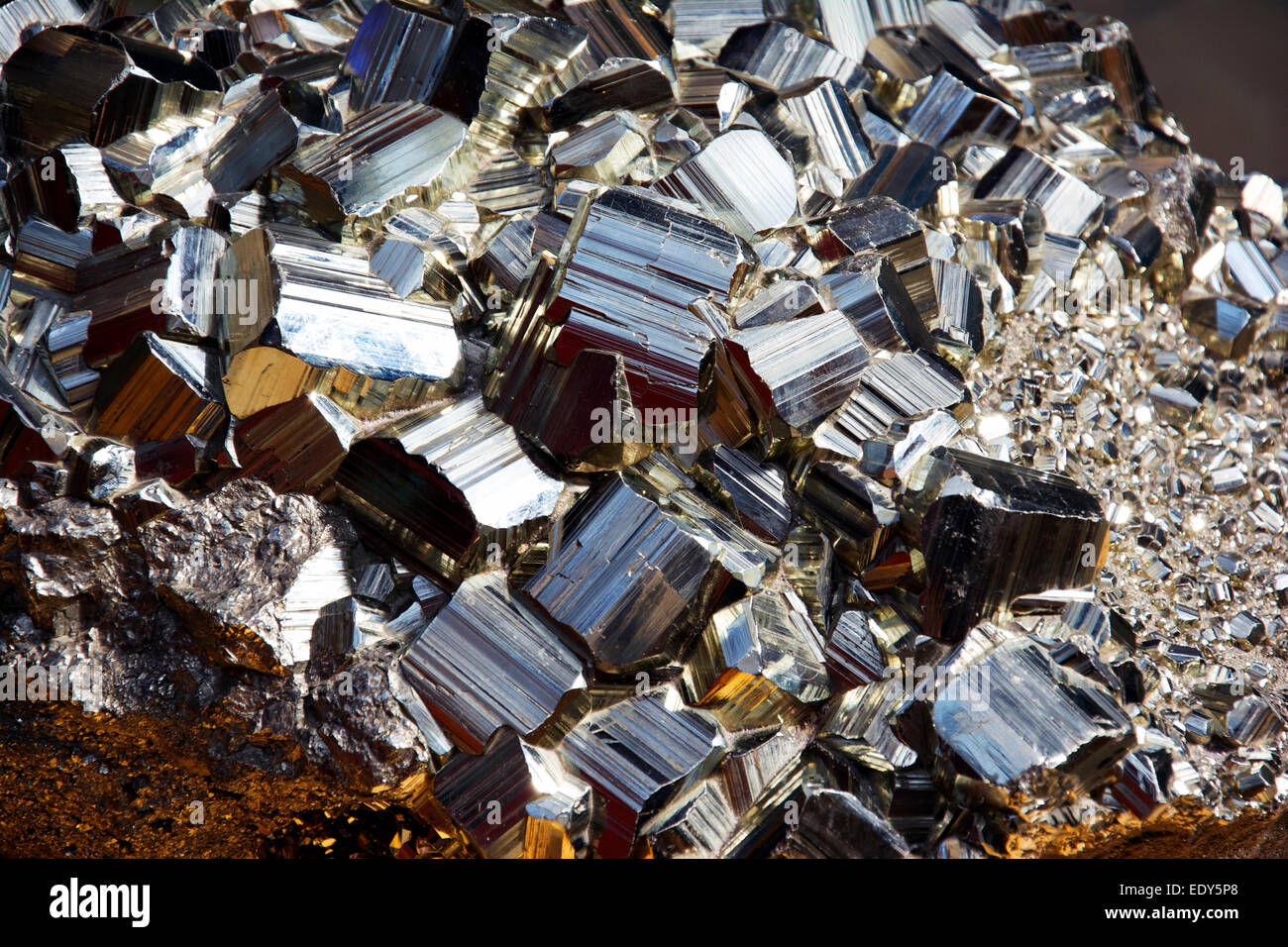 Large pyrite crystals, also called fool's gold. Stock Photo
