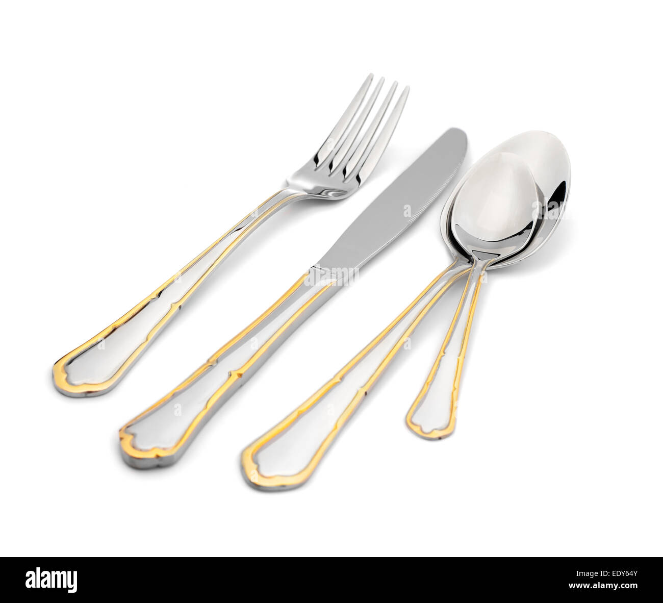 Table set on a white background closeup isolate Stock Photo - Alamy