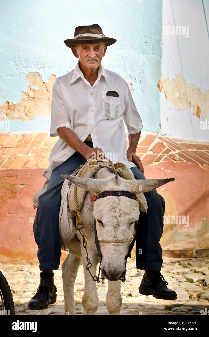 Cuban cowboy in Trinidad, Cuba Stock Photo