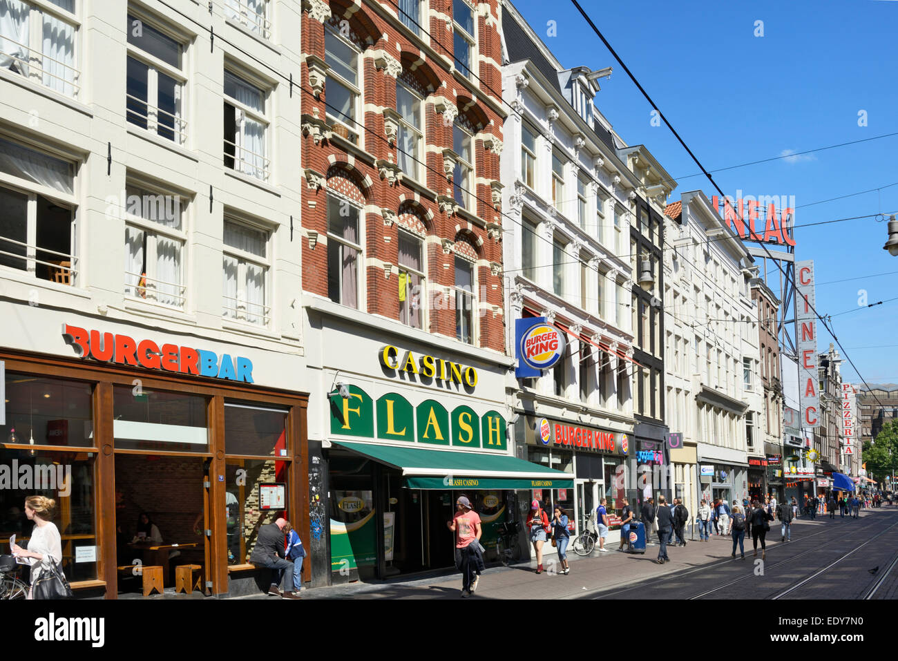 Shopping street, Reguliersbreestraat, Amsterdam, North Holland, Netherlands, Europe Stock Photo