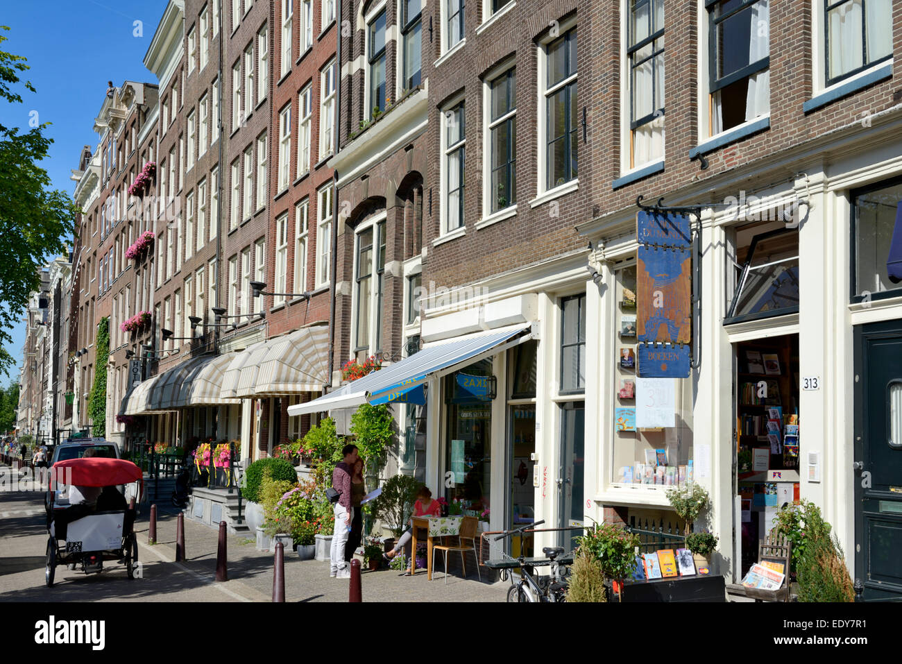 Typical canalside street, Singel, Amsterdam, North Holland, Netherlands