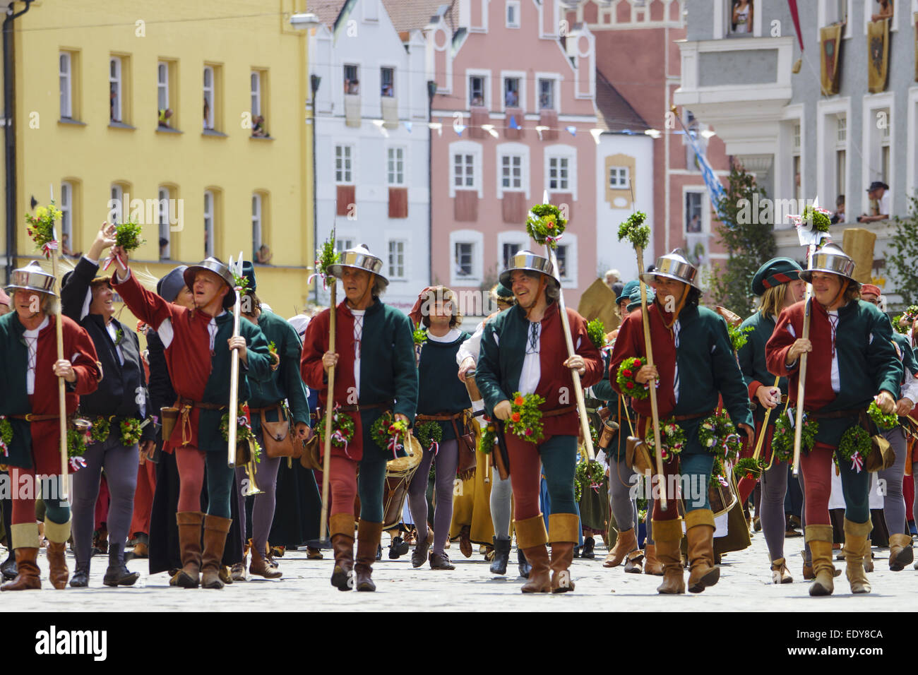 Mittelalterliche Spiele während der Landshuter Hochzeit in Landshut, Niederbayern, Bayern, Deutschland, Europa, Medieval games d Stock Photo