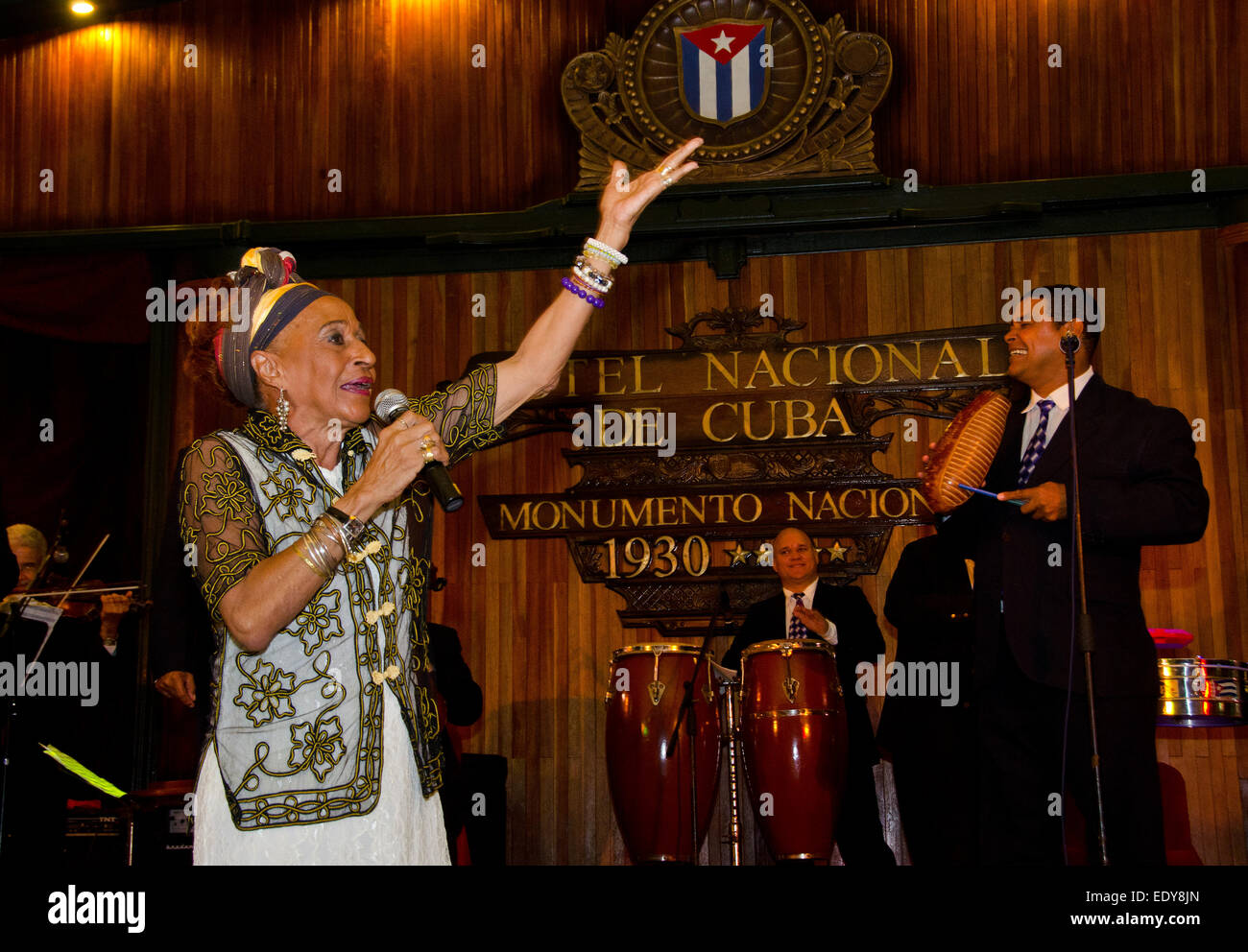 Cuban singer Omara Portuondo of the Buena Vista Club at the National Hotel in Havana, Cuba Stock Photo