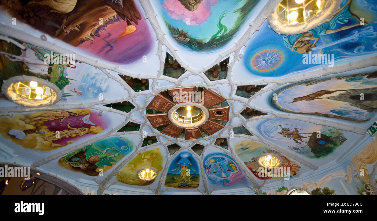 Painted circular ceiling inside the wedding chapel of the Isarhatsche Estate in Bispingen, Northern Germany Stock Photo