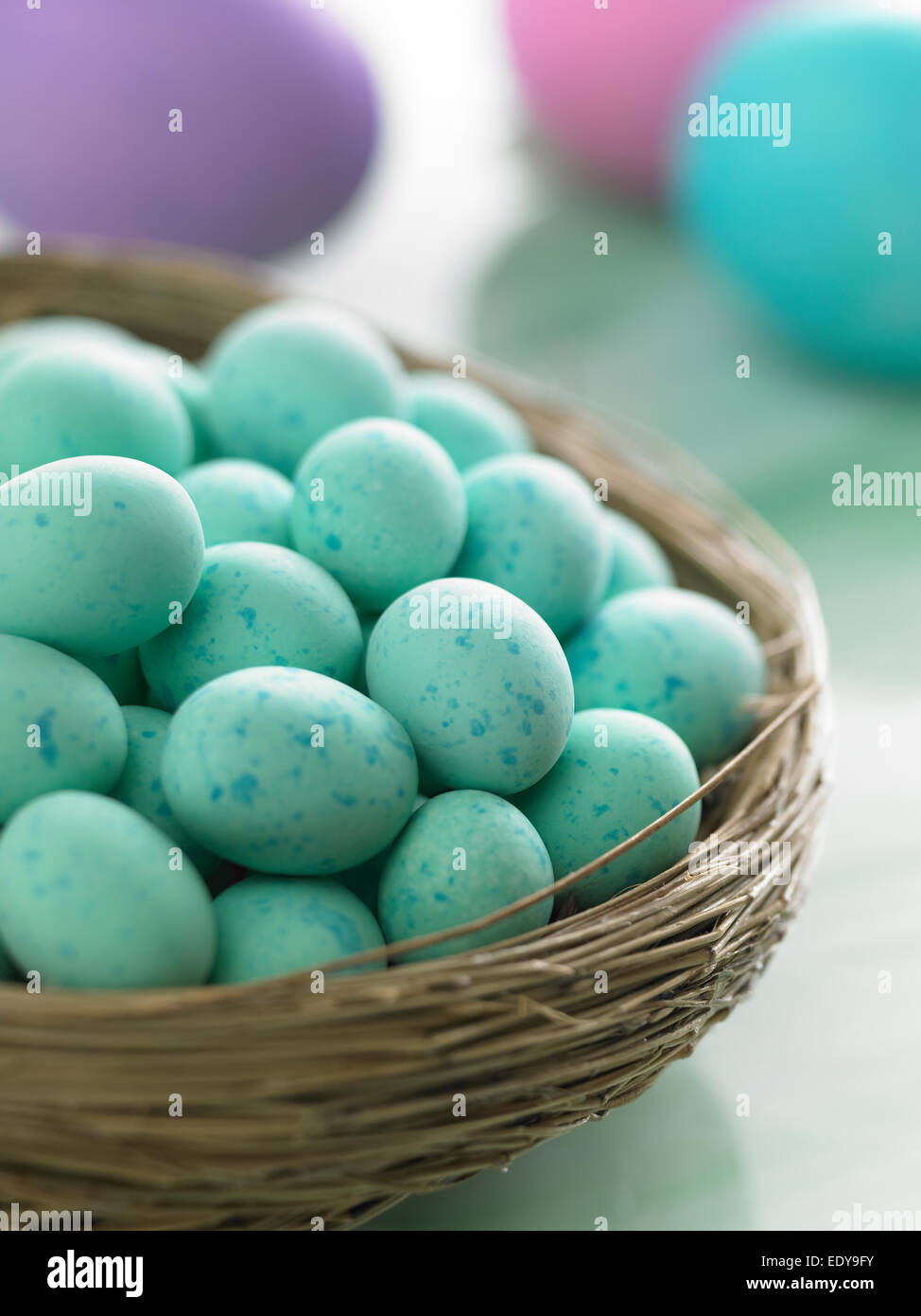 Easter Birds Eggs Candies Stock Photo