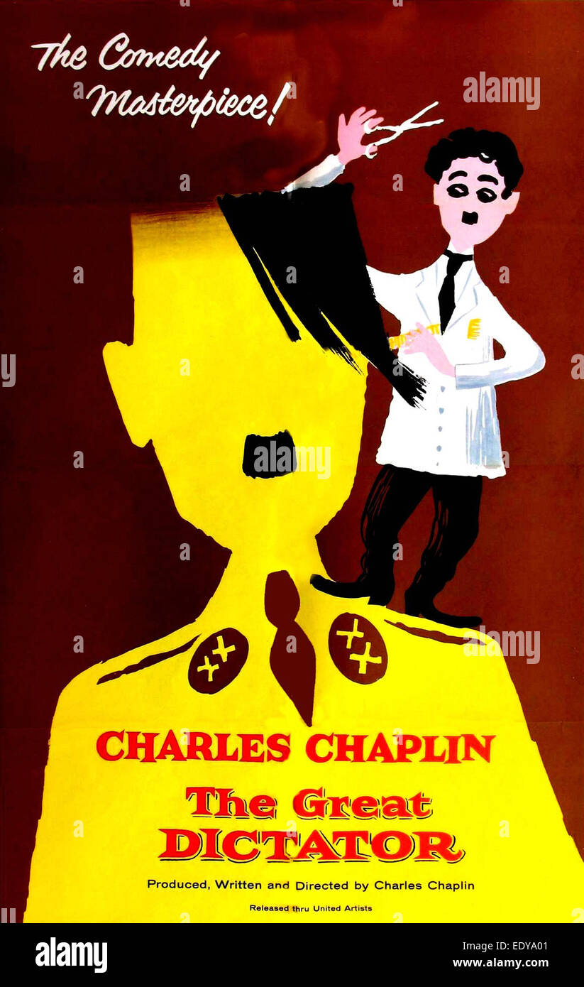 THE GREAT DICTATOR - With Charlie Chaplin, Paulette Goddard - United Artists 1941 - Directed by Charlie Chaplin - Movie Poster Stock Photo