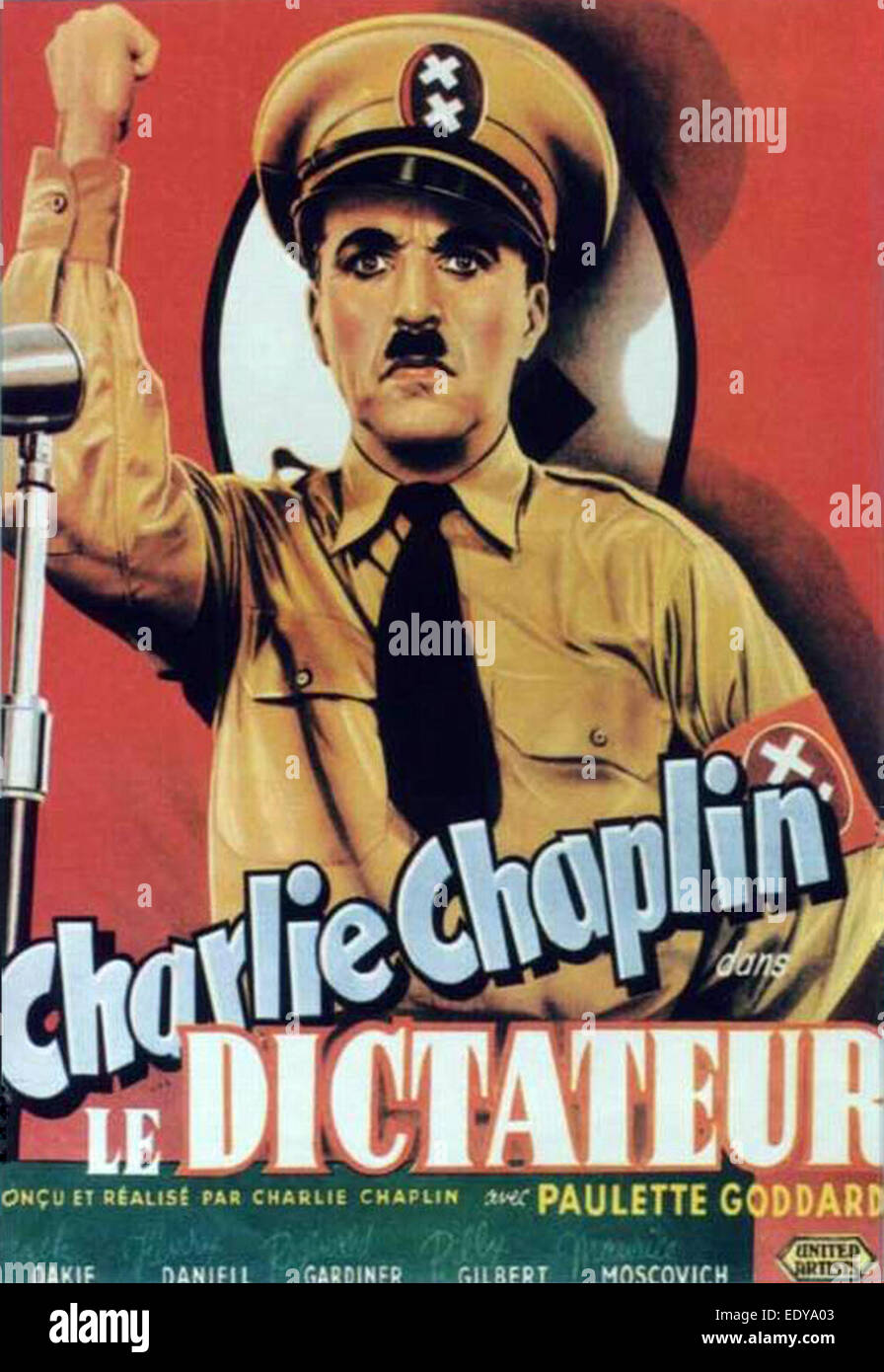 THE GREAT DICTATOR - With Charlie Chaplin, Paulette Goddard - United Artists 1941 - Directed by Charlie Chaplin - French Movie Poster Stock Photo