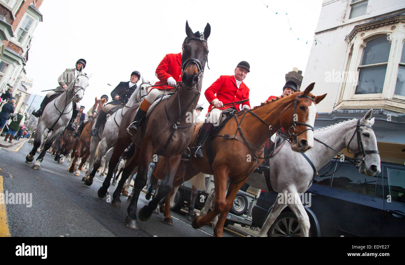 The traditional Boxing Day hunt in Denbigh, North Wales takes place on