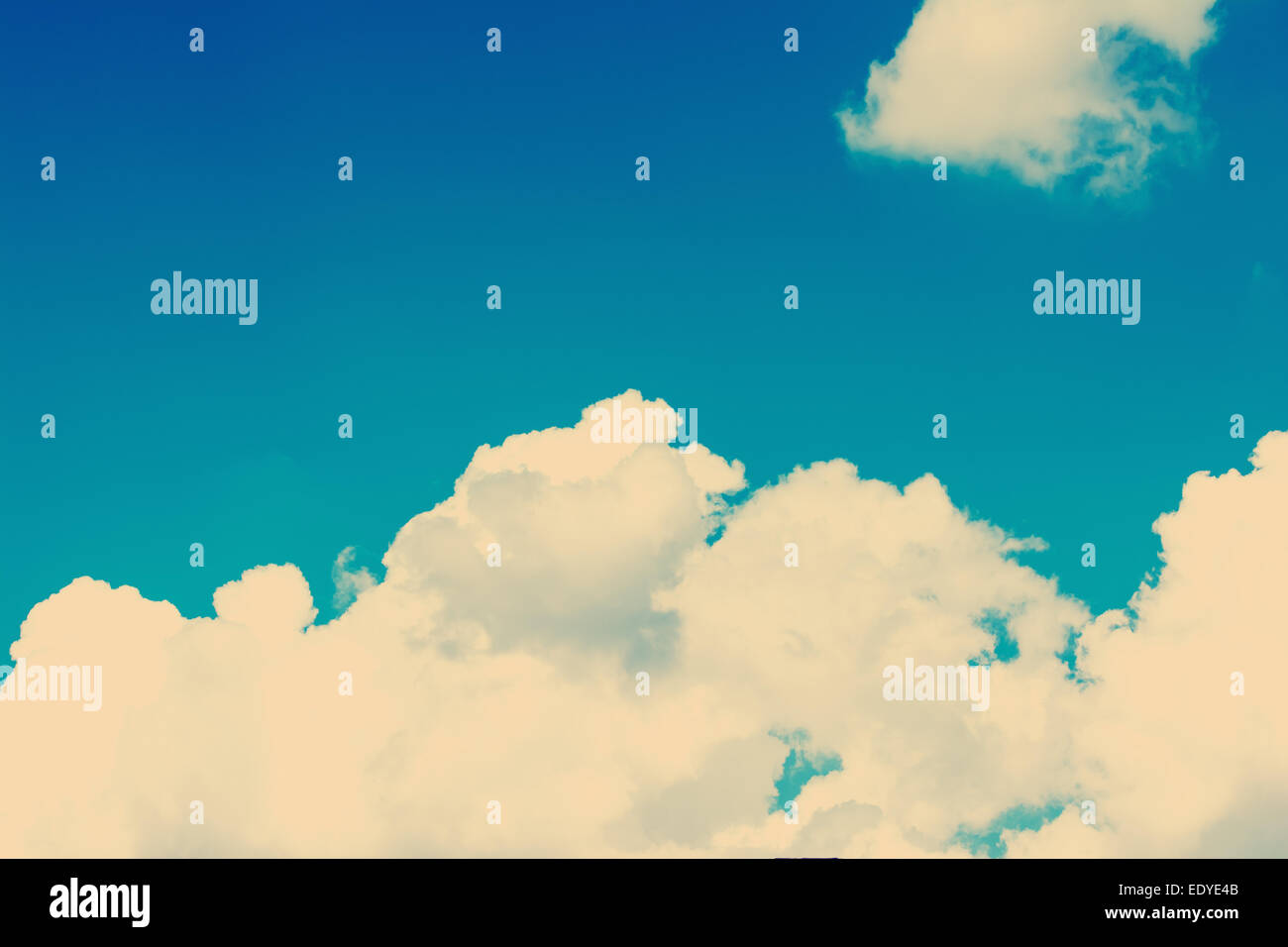 Retro Photo Of Summer Blue Sky With Cumulus White Clouds Stock Photo ...