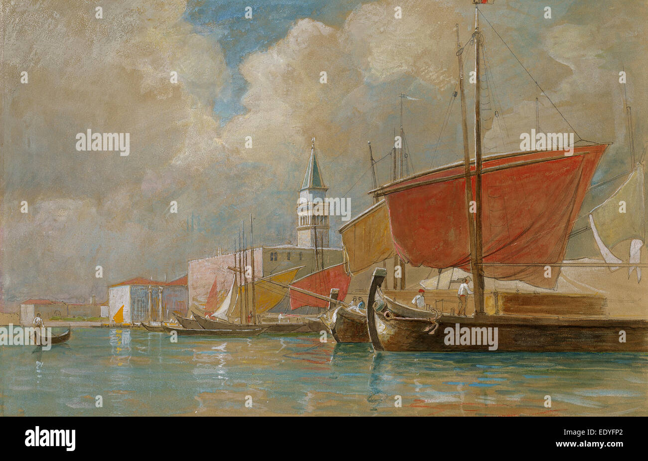 William Stanley Haseltine, Shipping Along the Molo in Venice, American