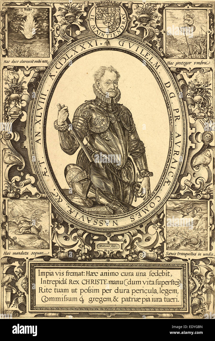 Hendrik Goltzius, William, Prince of Nassau-Orange, Dutch, 1558 - 1617, 1581, engraving Stock Photo