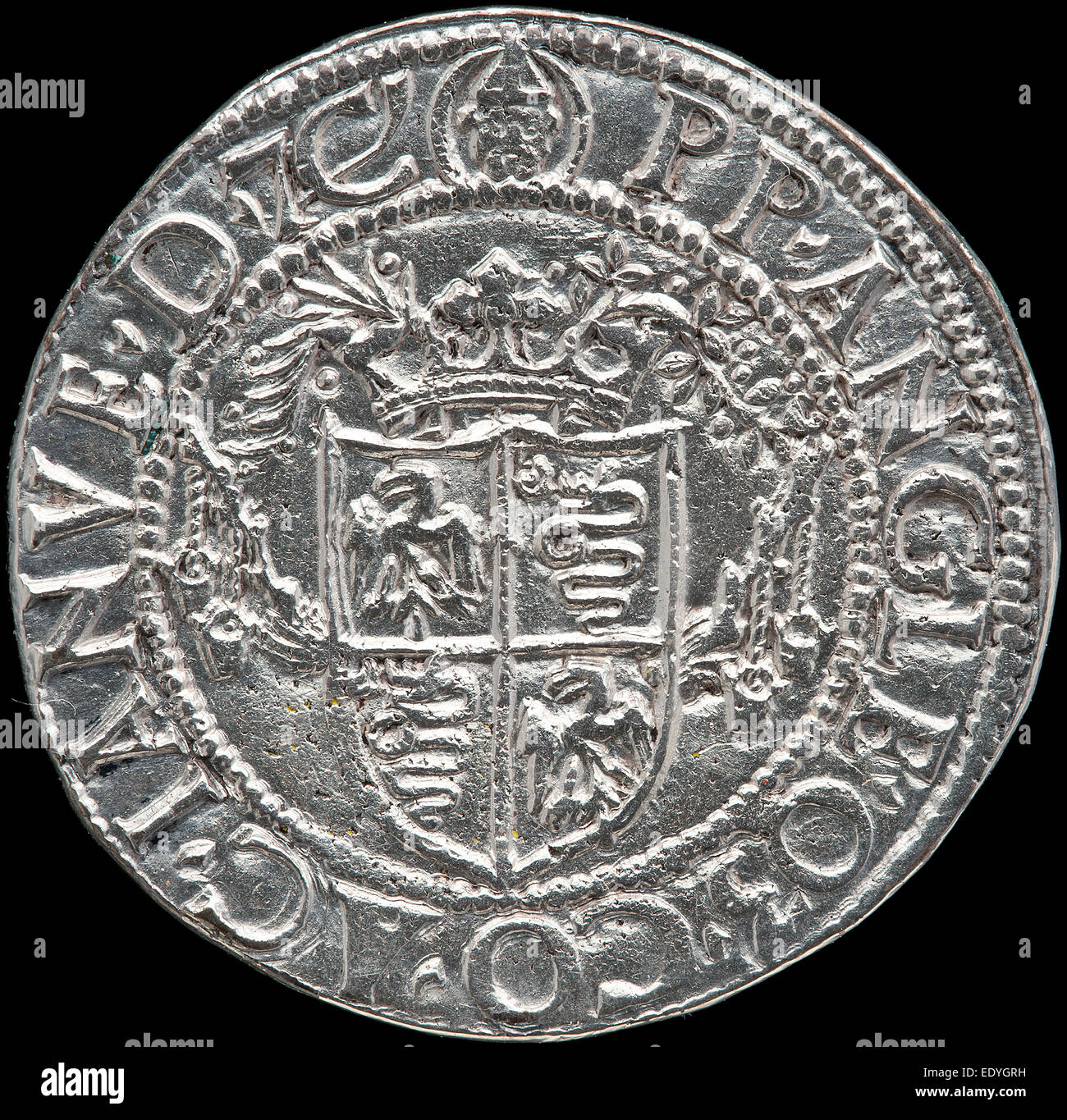 Milanese 15th Century, Crowned Shield, 1494-1500, silver testoon; Struck Stock Photo
