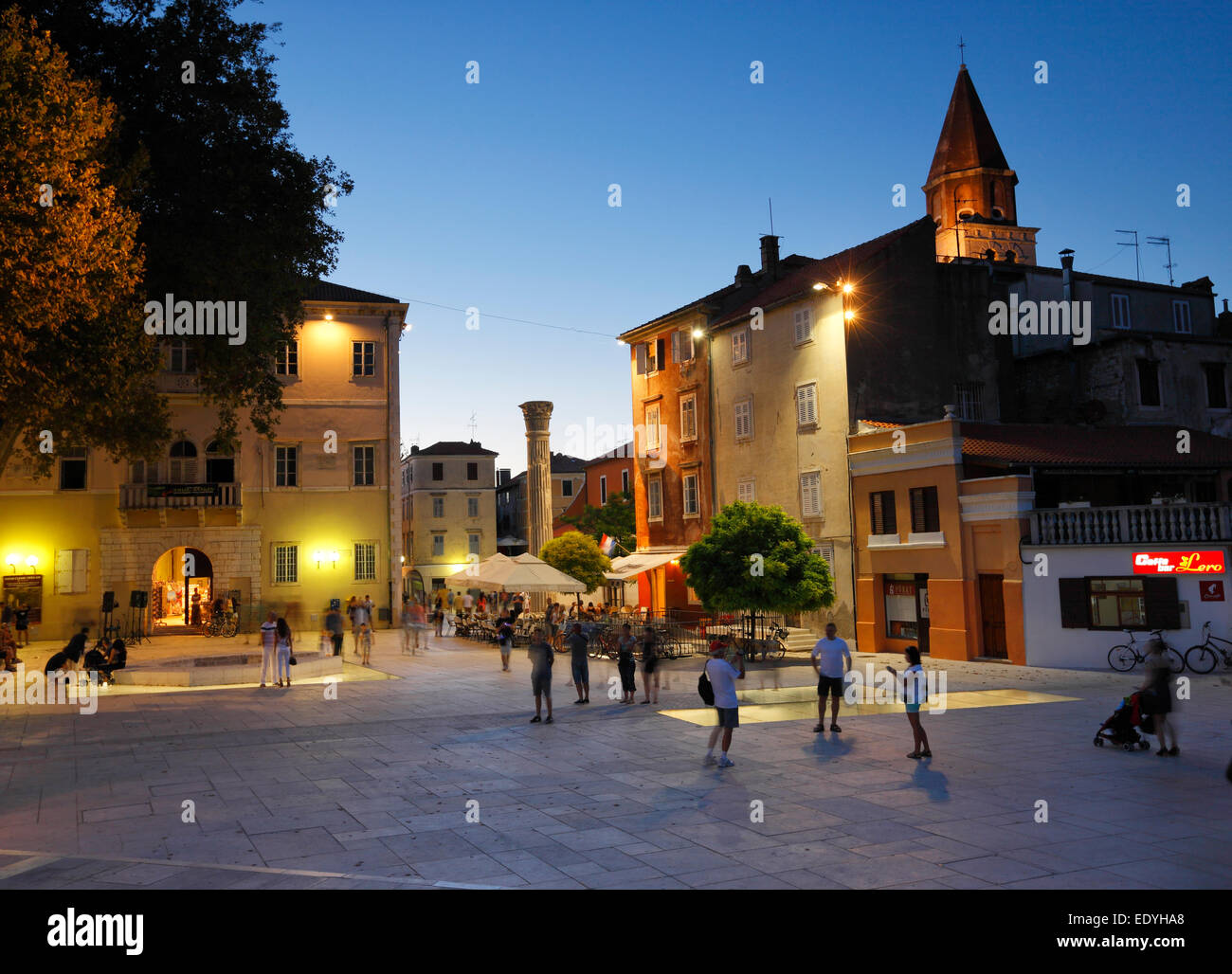 Zadar, five wells square at night, Croatia Stock Photo