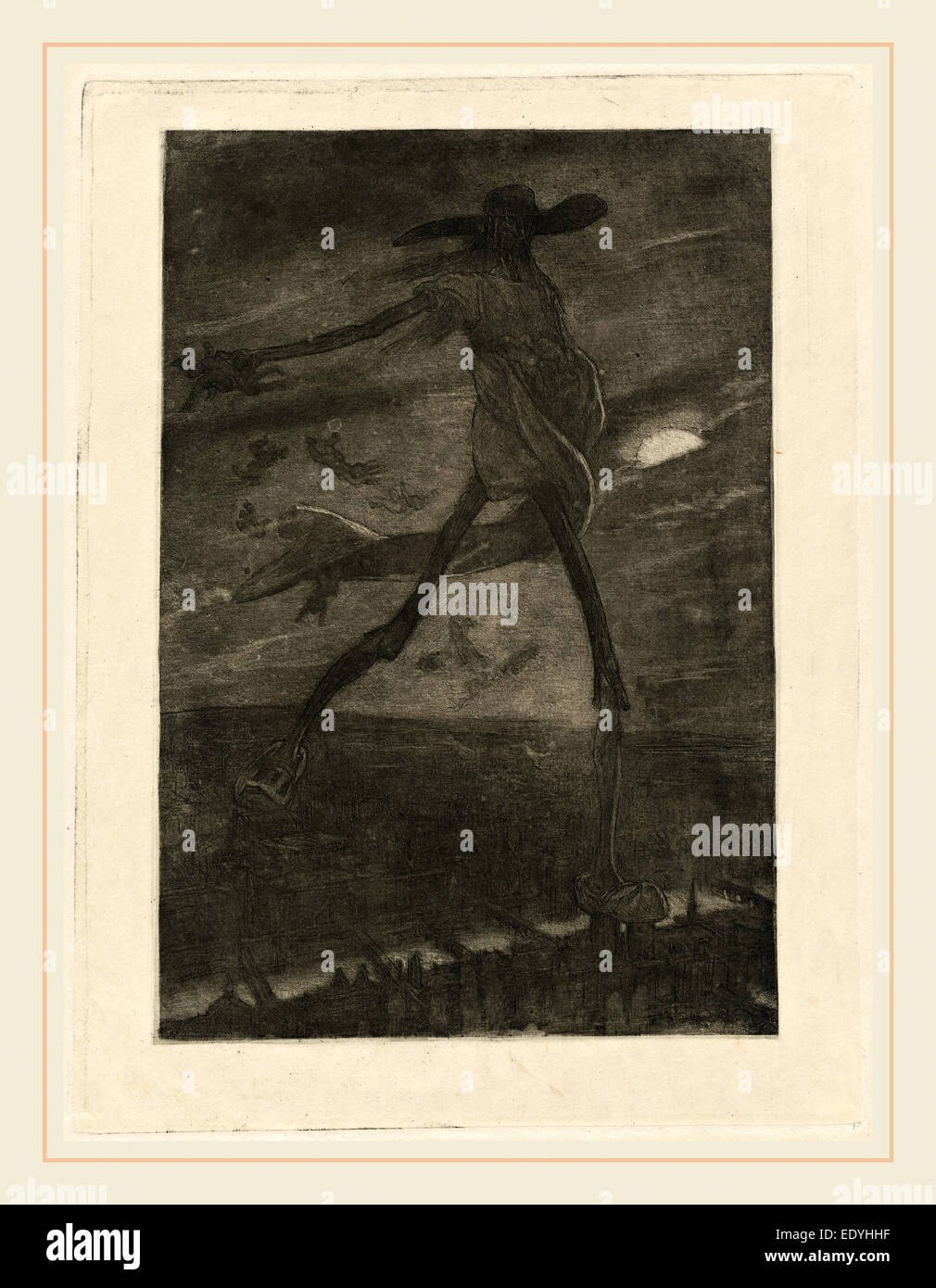 Félicien Rops, Satan Sowing Tare (Satan semant l'ivraie), Belgian, 1833-1898, aquatint and etching Stock Photo