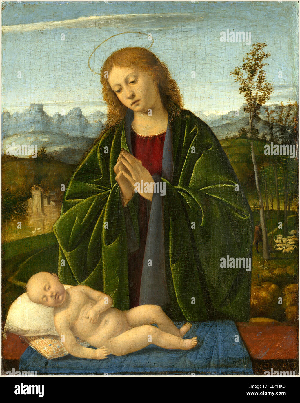 Marco Basaiti, Italian (active 1496-1530), Madonna Adoring the Child,