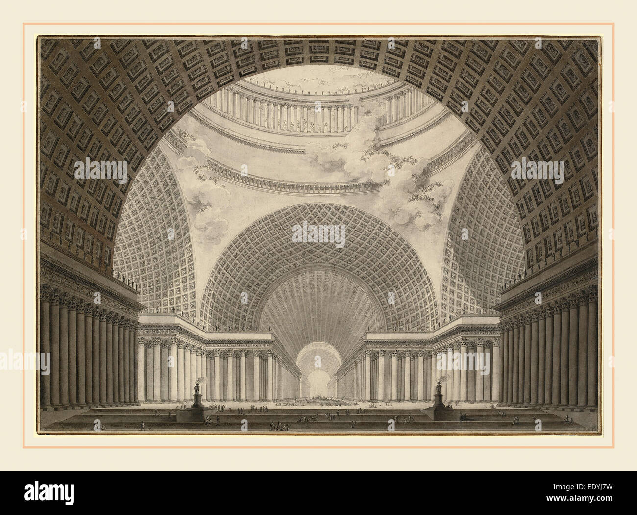 Etienne-Louis Boullée, Perspective View of the Interior of a Metropolitan Church, French, 1728-1799, 1780-1781, pen and black Stock Photo