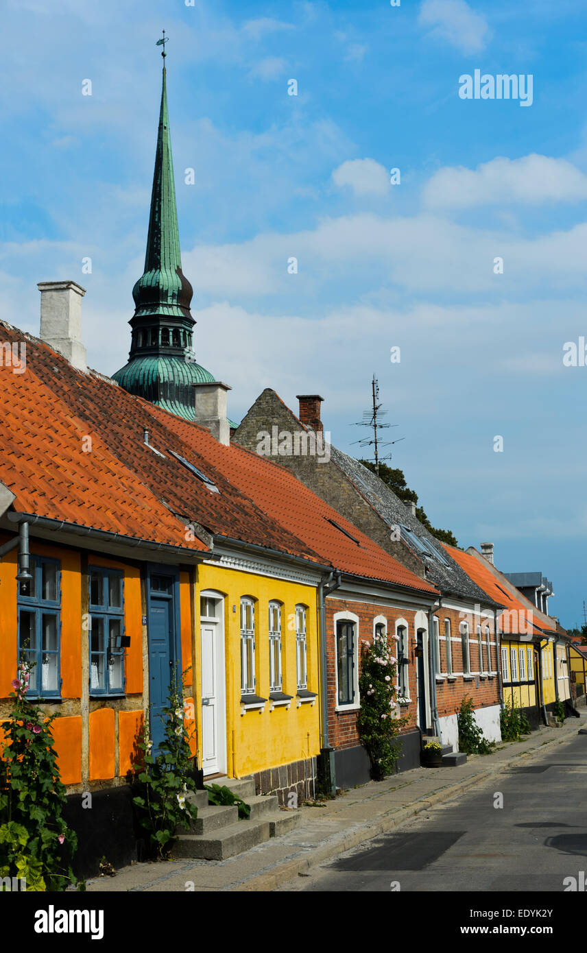 Row of houses, Nysted, Lolland, Denmark Stock Photo