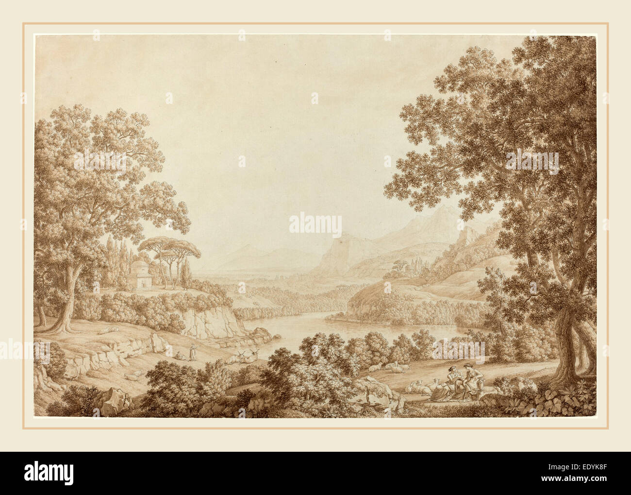 Christoph Heinrich Kniep German 1755 1825 Arcadian Landscape With A christoph-heinrich-kniep-german-1755-1825-arcadian-landscape-with-a