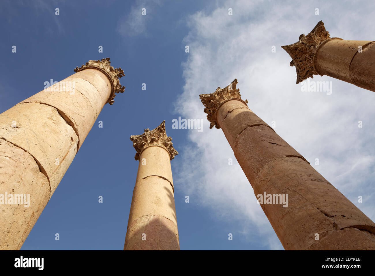 Columns, Artemis Temple, built in the 2nd century AD, ancient Roman city of Jerash, part of the Decapolis, Jerash Stock Photo