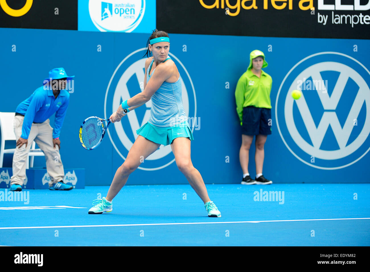 Sydney, Australia. 12th Jan, 2015. Lucie Safarova playing her first round match at the APIA International Sydney. Ken Rosewall Arena Sydney. Credit:  Tony Bowler/thats my pic/Alamy Live News Stock Photo