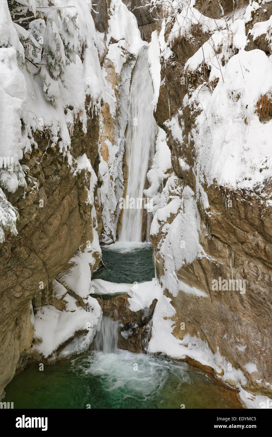 Tatzelwurm waterfall, lower level, Mangfall Mountains, Oberaudorf, Upper Bavaria, Bavaria, Germany Stock Photo