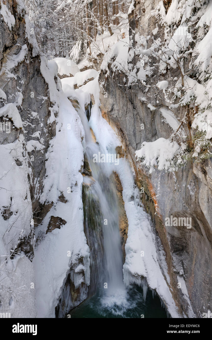 Tatzelwurm waterfall, upper level, Mangfall Mountains, Oberaudorf, Upper Bavaria, Bavaria, Germany Stock Photo