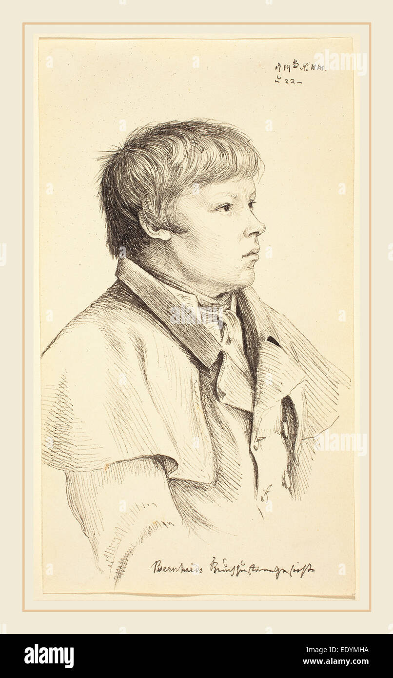 Gerhard Wilhelm von Reutern (Russian, 1794-1865), Bernhard's Whooping Cough Face, pen and gray ink on wove paper Stock Photo