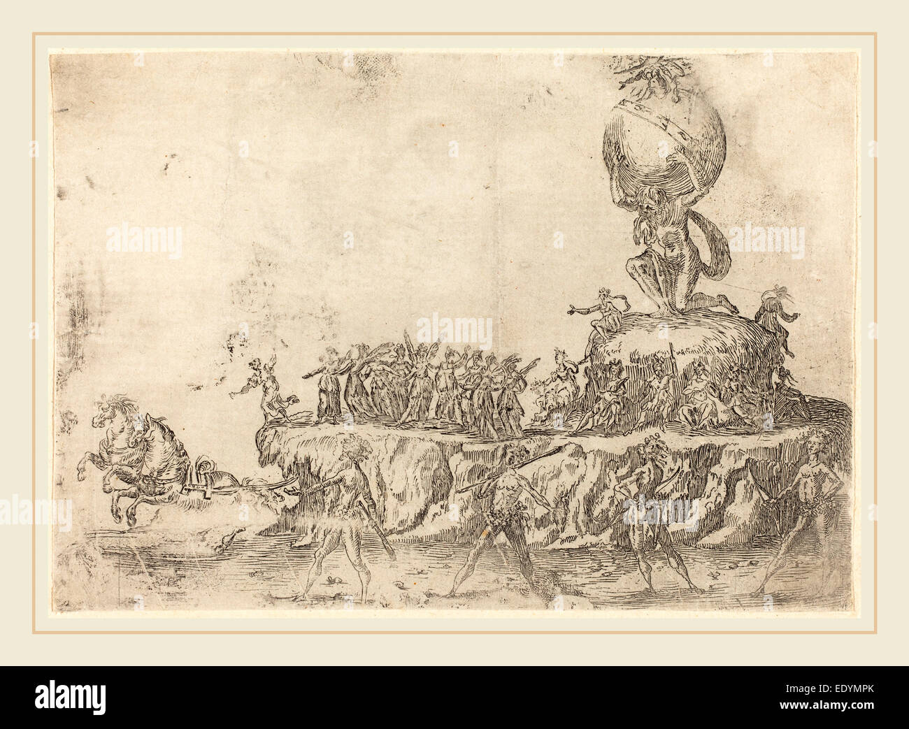 after Jacques Callot, The Float of the Sun, etching Stock Photo