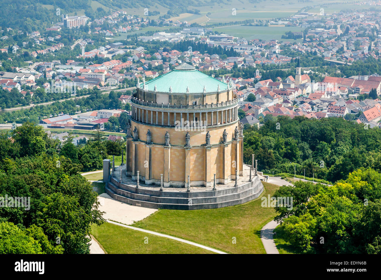 Aerial view, Befreiungshalle or Hall of Liberation, Kelheim, Bavaria, Germany Stock Photo
