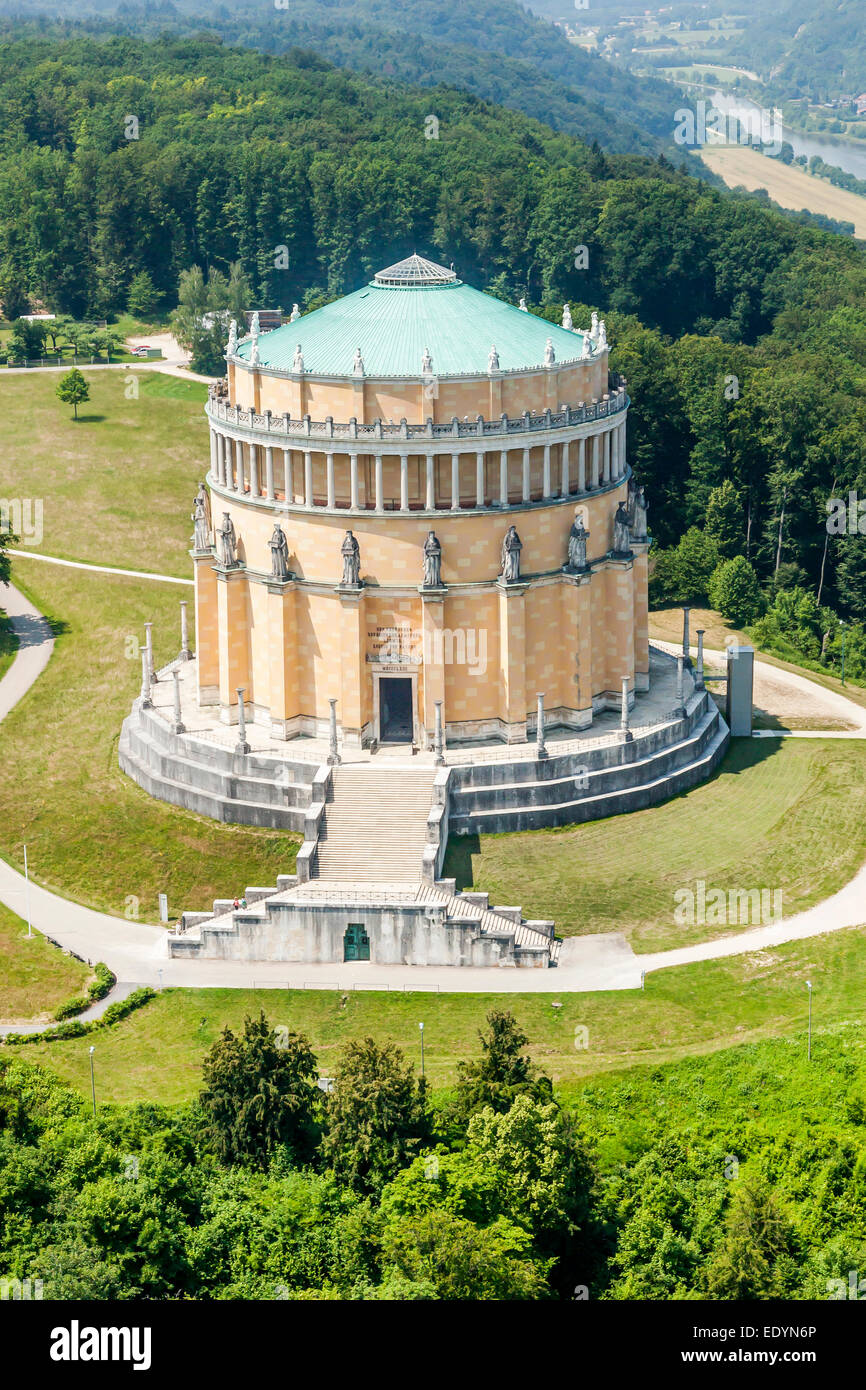 Aerial view, Befreiungshalle or Hall of Liberation, Kelheim, Bavaria, Germany Stock Photo