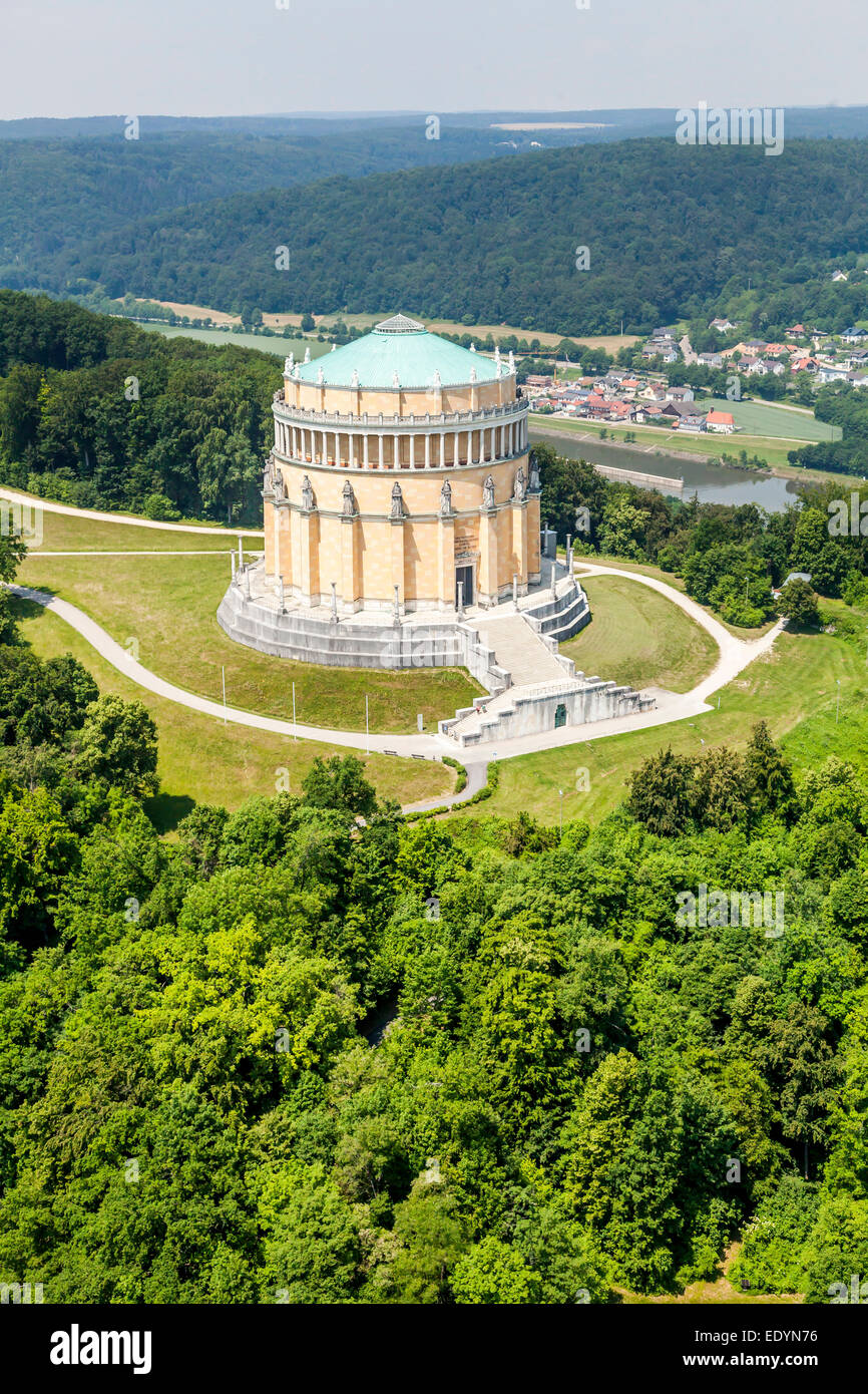 Aerial view, Befreiungshalle or Hall of Liberation, Kelheim, Bavaria, Germany Stock Photo