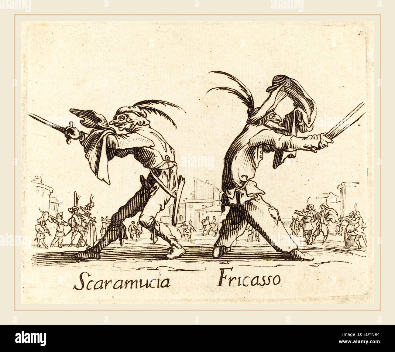after Jacques Callot, Scaramucia and Fricasso, etching Stock Photo