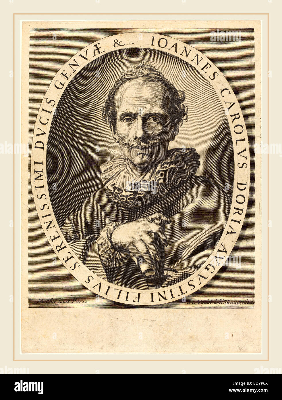 Michel Lasne after Simon Vouet, French (1590 or before-1667), Jean Charles Doria, 1620, engraving on laid paper Stock Photo