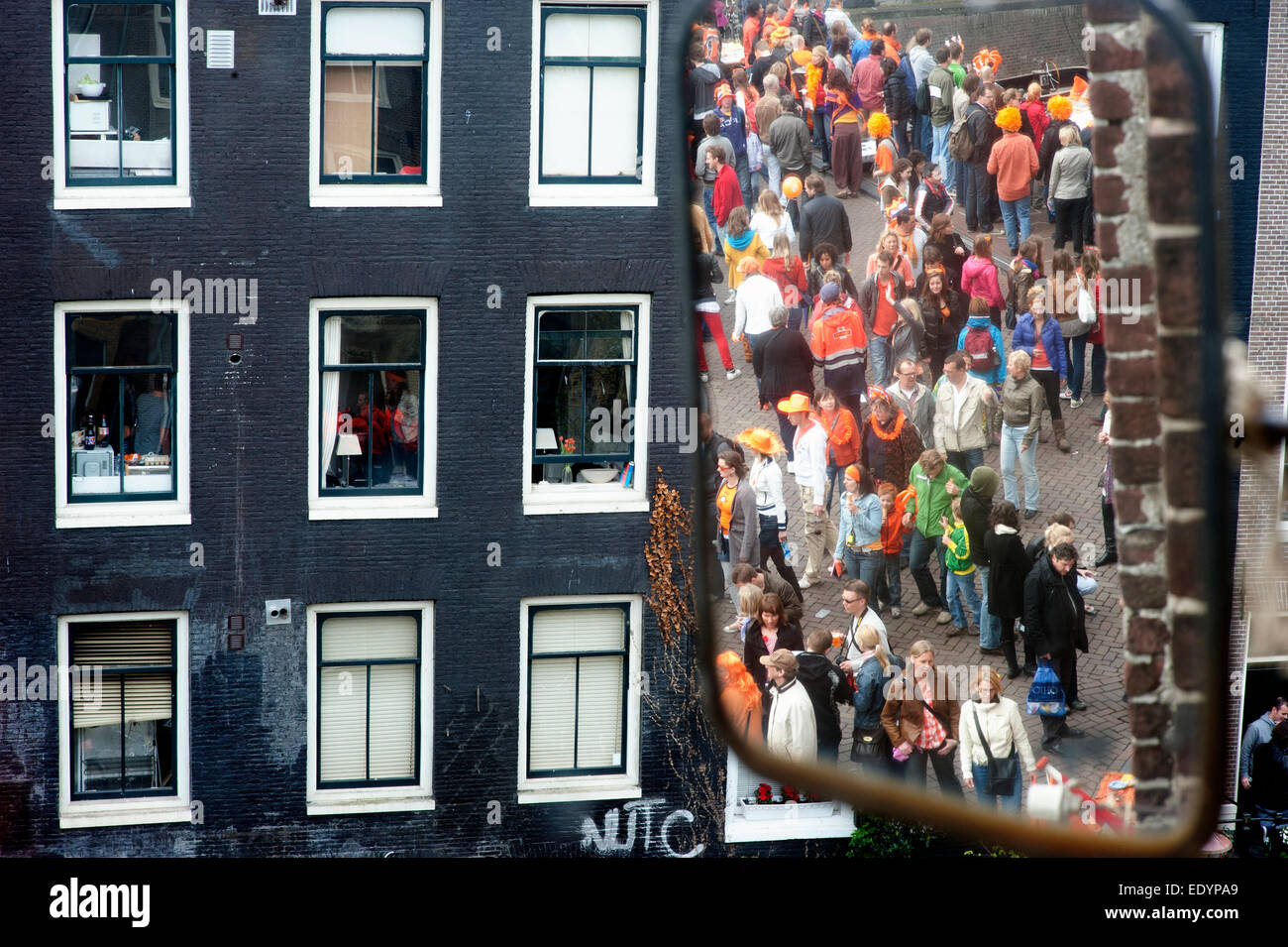 Amsterdam queens day Netherlands street party. credit: LEE RAMSDEN / ALAMY Stock Photo