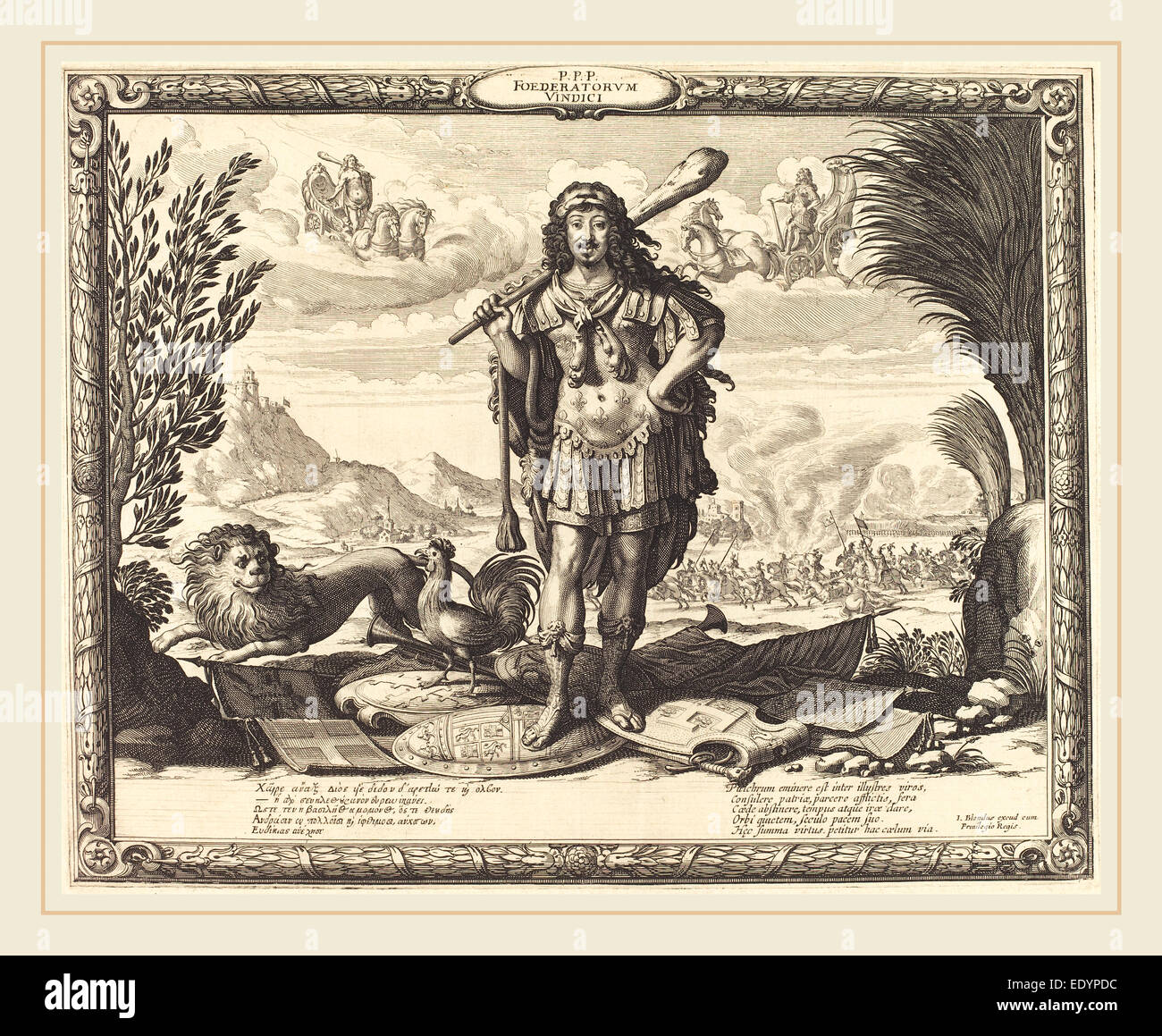 Abraham Bosse, French (1602-1676), Louis XIII as Hercules, engraving and etching Stock Photo