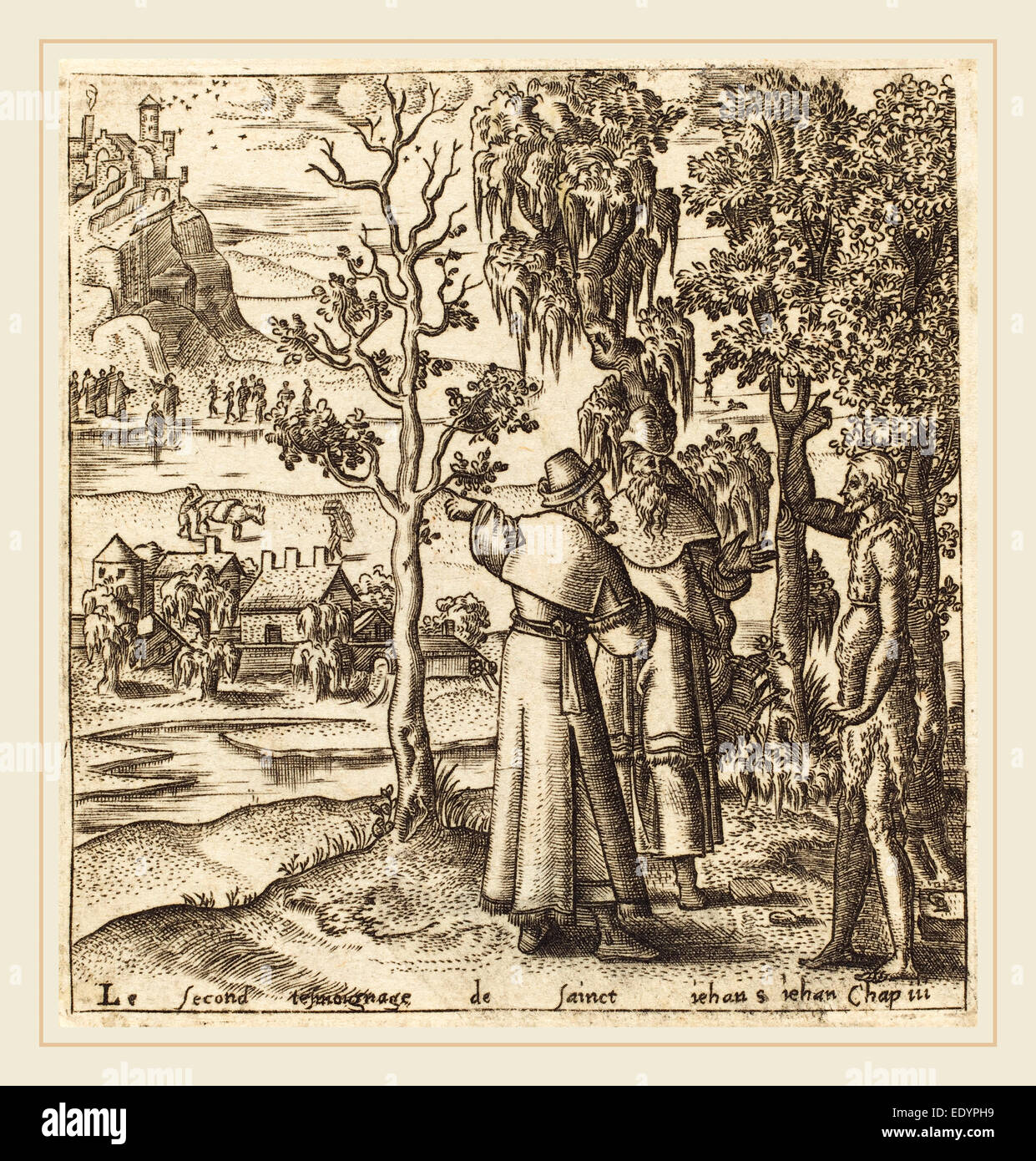 Léonard Gaultier, French (1561-1641), The Testimony of John, probably c. 1576-1580, engraving Stock Photo
