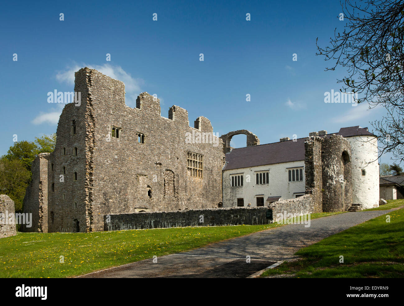 UK, Wales, Swansea, Gower, Oxwich Castle, Tudor Manor House Stock Photo