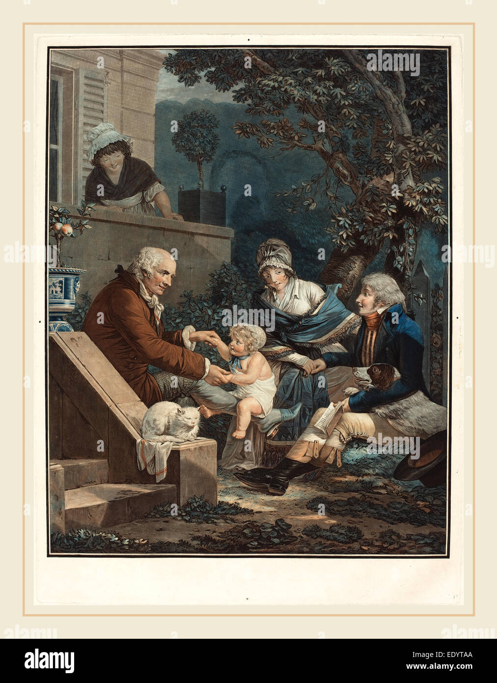 Philibert-Louis Debucourt, French (1755-1832), Les Plaisirs paternels (Paternal Pleasures), c. 1797, etching and wash manner Stock Photo
