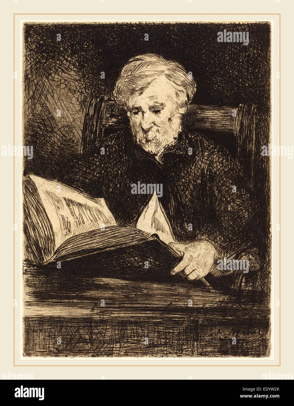 Edouard Manet, French (1832-1883), The Reader (Le liseur), 1861, etching Stock Photo